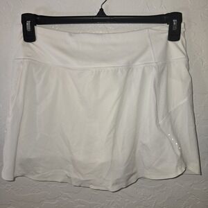 Athleta Womens Run with it  14" Skort Medium White Spandex drawstring zip pocket